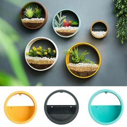 Planters Pots Flower Hanging Round Basket Bonsai Wall Hydroponic Planter Pot with Light Tube Home Wall Craft Decoration TS2 231025