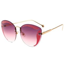 Miumius Sunglasses Style Classic Design FashionNew Frameless Cat's Eye Sunglasses With Colorful Stickers Miao Family's Fashionable Fashion Trend