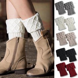 Women Socks Winter Knitted Wool Boots Cover Short With Diamond Mesh Daisy Snap On Girls