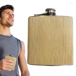 Hip Flasks Portable Pocket Flask With Wood Grain 6oz Stainless Steel Flagon High Quality Whiskey Liquor Pot Cover Bottle For Men Gifts