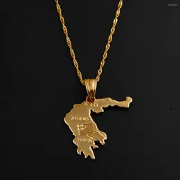 Pendant Necklaces Gold Color Greece Map Necklace For Women Men Athens Greek Charm Jewelry