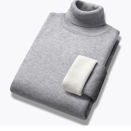 Men s Sweaters Winter Trend Solid Long Sleeved Turtleneck Pullover High Neck Fleece Warm Slim Fit Casual Sweater Jumper 3XL 231025