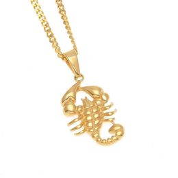 Мужские новые подвески-Скорпионы из нержавеющей стали, ожерелья золотого цвета с подвеской в виде животных, модные ювелирные изделия в стиле хип-хоп283C