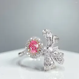 Cluster Rings CNZX2023 Fine Jewellery Real 18K Gold 0.3ct Pink Diamonds Wedding Engagement Female For Women Ring TX