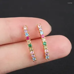 Stud Earrings 2023 Trend Colour Matching Shining Versatile Colourful Zircon For Women Summer Fashion Jewellery Accessories