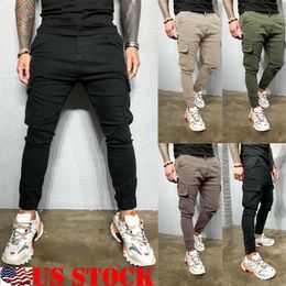 Mens Slim Fit Tracksuit Sport Gym Skinny Jogging Joggers Sweat Pants Trousers Male Casual Solid Pencil Clothing Men's283c