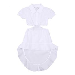 Girl's Dresses Toddler Girl Clothes Girl's Summer Clothes Lapel Top Dovetail Skirt Suit 2Pcs Kids Clothes Girls Clothes Set 2-6Y 231025