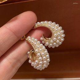 Stud Earrings 2023 Korea Style Design Fashion Jewellery 14K Gold Plated Drop Pearl Elegant Women's Daily Work Accessories