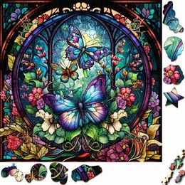 Puzzles Mysterious Wooden Puzzles butterfly Art Decoration Irregular Shape Puzzle Board Set Decompression Puzzle Toys for Adults FamilyL231025