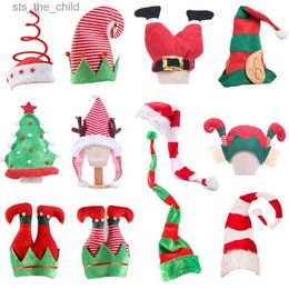 Beanie/Skull Caps 2020 Christmas Hat Plush Elf Santa Hat Cute Stripes Cartoon Creative Turkey Hats New Year Xmas Party Ornament Decoration PropsL231025
