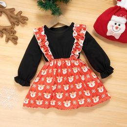 Girl Dresses Wholesale Spring And Autumn Children's Girls Fake Two-piece Dress Printing Skirt Fashion Comfortable Fabric