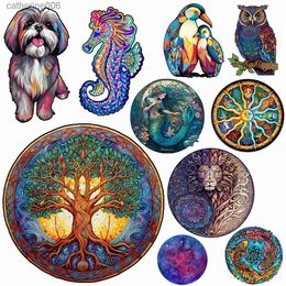 Puzzles 3D Puzzle Board Game Montessori Educational Wooden Toys Puzzle Animal Jigsaw Puzzles Lion King For Adult Kids Wooden Toy GiftL231025