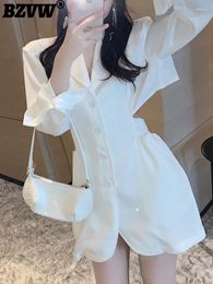 Casual Dresses BZVW Fashion Waist Hollow Out Designe Blazer For Women 2023 Trend Long Sleeve Single Breasted Female Dress 25X010