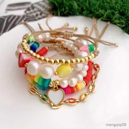 Chain Colourful Clay Bracelets Set Freshwater Pearl Bracelet Boho Jewellery For Women Fashion Disc Beads Fruit R231025