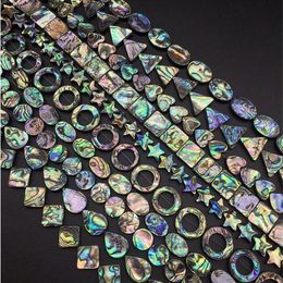 LOT Rainbow Paua Abalone Shell Coin Oval square Drop Heart rectangle Teardrop Triangle Oval Donut Star Diamond Beads Jewellery Makin259U