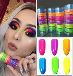 Eyeshadow Powder 6 Colours in 1 set Fluorescent Neon Pigment Eye Shadow Beauty Cosmetics Nail Art Powder8332559