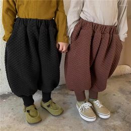 Trousers 2023 Winter Kids Fleece Lining Lantern Pants Boys And Girls Thicken Loose Warm Harem