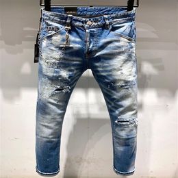 brand fashion European and American men jean are men's casual motorcycle slim jeans hand-worn LT9629341S