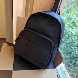 School Bags Large Capacity Backpack Nylon Wide Shoulder Strap Black Zipper Metal Sheet Bag Outing For Woman Man