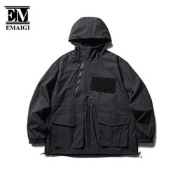 Jackets Men Japanese Cityboy Streetwear Outdoor Fashion Multi-pocket Loose Casual Pullover Hooded Hoodie Coat Outerwear YQ231025