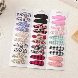 Cute Floral Print Waterdrop Hair Clips Baby Girls BB Hairpin Barrettes Headwear Kids Hair Accessories ZZ