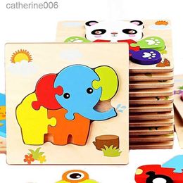 Puzzles Baby Toys Wooden 3d Puzzle Cartoon Animal/Vehicle Wood Puzzle Intelligence Jigsaw Puzzle Toys For Children EducationalL231025