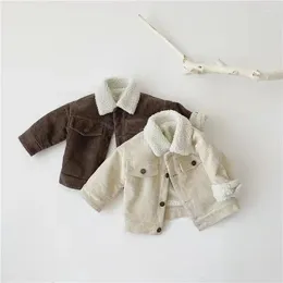 Jackets Handsome Little Boys Turn Collar Jacket Coat Soft Warm Fleece Baby Long Sleeve Outwear Winter Autumn Kid Tops Children Clothing