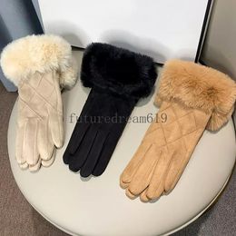 Fashion Women Gloves Autumn Winter Furry Warm Full Finger Mittens Outdoor Sport Female Thickened Touch Screen Gloves