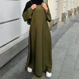 Ethnic Clothing Ramadan Middle Eastern Turkey Muslim Robe Jilbab Abaya Solid Colour Long Sleeve Dress Fashion Women's Abayas