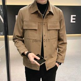 Jackets 2023 Winter Woolen Men Casual Slim Fit Trench Overcoat Thick Warm Wool Coat Windbreaker Solid Color Outerwear YQ231025