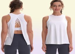 all tie up yoga vest gym clothes women cross back beauty sports blouse running fitness leisure allmatch top quickly dry tan1659321