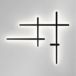 Wall Lamps Nordic Minimalist Background Personality Lamp Living Room Decoration Led Cross Line Long Stair