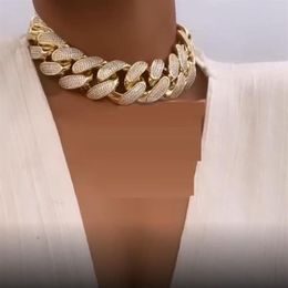 Chokers 30mm Big Heavy Women Chunky Choker Necklace Micro Pave 5A Cz Cuban Link Chain Iced Out Bling Hip Hop239r