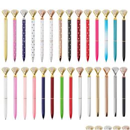 Ballpoint Pens Wholesale Luxury Crystal Pens Big Diamond Ballpoint Pen Gift Promotion Student Stationery Office Writing Drop Delivery Dhs0H