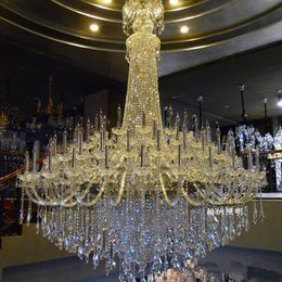 Transparent Large Crystal Chandeliers Engineering Lights Creative Personality Staircase Luminaire Home Lighting Contemporary