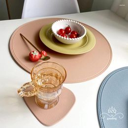 Table Mats PVC Round Pressing Placemats Place Imitation Leather Placemat Pads For Dining Kitchen Accessories