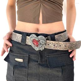 Belts Women Waist Leather Belt For Dress Skirt With Red Rhinestone Body Waistbands Ladies Retro Men PU Cloth Accessories