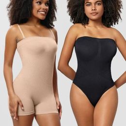 Women's Shapers Women String Thong Seamless Bodysuit Shaper Ribbed One Piece Body Removable Straps Tummy Control Shapewear