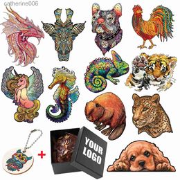 Puzzles Advanced Irregular Shape Jigsaw Puzzles Challenging Animal Puzzles Colorful Chameleon Intellectual Toys For Adults KidsL231025