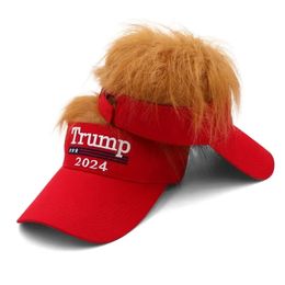 UPS Trump 2024 Embroidery Hat With Hair Baseball Cap Trump Supporter Rally Parade Cotton Hats New 368QH