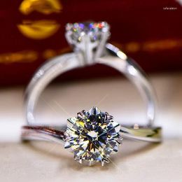 Cluster Rings Natural 1 S Moissanite Jewelry Solid S925 Sterling Silver Ring For Women 925 Bizuteria Anillos Mujer Gemstone Box