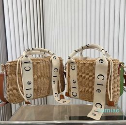 straw tote handbag women designer bag beach totes bags Fashion Letters Print Weave Shoulder Messenger Bags holiday travel bag purse