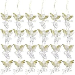 Christmas Decorations 24pcs 6cm Hanging Ornaments Transparent Angel Pendants Chic Decors 231025