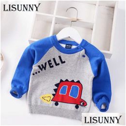 Pullover Kids Sweater Boys Knitted Plover 2021 Autumn Winter Children Clothing Cartoon Car Fashion Cotton Toddler Baby Sweaters 1-7Y Dheck
