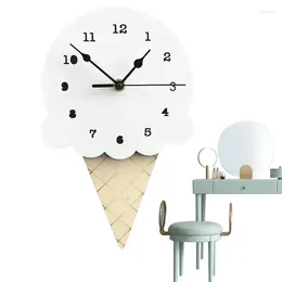 Wall Clocks Ice Cream Clock Cartoon Wooden Mounted Home Bedroom Exquisite Hanging For Kids Living Room Decoration