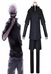 JP Anime Tokyo Ghoul Ken Kaneki Cosplay Costume Full Set Black Leather Fight Uniform Women Men Halloween Costume With Mask Wig C091638292