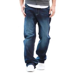 Mens Jeans Fashion Men Cowboy Straight Loose Baggy Harem Denim Pants Casual Cotton Wide Leg Trousers Blue Plus Size 2748 231025