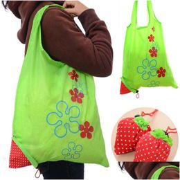 Storage Bags Creative Environmental Storage Bag Handbag Stberry Foldable Shop Bags Reusable Folding Grocery Nylon Eco Tote Drop Delive Dhlzr