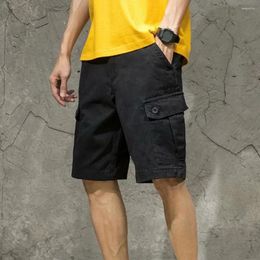 Men's Shorts Chic Wear-resistant Multi Pockets Summer Trousers Mid Waist Wide Leg Garment