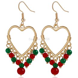 New Heart Shape Earrings for Women Girls Ethnic Style Crystal Beads Drop Dangle Earring Long Tassel Statement Earrings